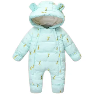 Baby Daunen Schneeanzug Strampler Jungen Mädchen Mit Kapuze Overall Winter Kleinkind Einteiler Oberbekleidung Outfits Grün 12-18 Monate