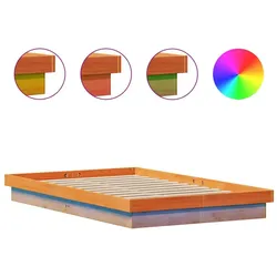 vidaXL Massivholzbett mit LED-Beleuchtung Wachsbraun 140x200 cm Kiefer
