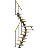 DOLLE Mittelholmtreppe Dublin eichenholz, 12 Stufen: bis 292cm Raumhöhe - grau