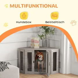 PawHut Hundehütte mit Kissen 104 x 55 x 63 cm Stahl Walnuss