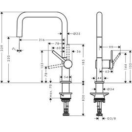 Hansgrohe Talis M54 U 220 1jet mattschwarz 72806670