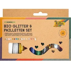 folia Bio Glitter & Pailletten-Set Glitzer farbsortiert