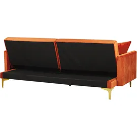 Beliani Schlafsofa 3-sitzer Lucan Samtstoff Orange