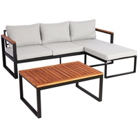 MCW Gartenlounge Sitzgruppe Lounge-Set Sofa, Aluminium Akazie Holz MVG-zertifiziert ~ hellgrau