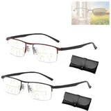 Sovtay Outfany Intellireader, Outfany Lesebrille, Outfany Intelli Lesebrille, Progressive Fern- Und Nah-Lesebrille Aus Titan, Progressive Lesebrille Für Frauen Und Männer (4.0x,Black+Red) - 4.0x