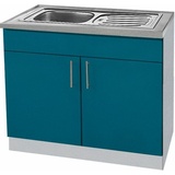 wiho Küchen Spülenschrank »Kiel«, 100 cm breit, blau