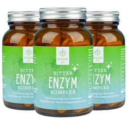 BitterLiebe Bitter Enzym* Komplex Kapseln mit 5 Verdauungsenzymen - gegen Blähungen - mit Papain, Lactase, Alpha-Amylase, Lipase und Protease - Monatspackung 3x 90 St