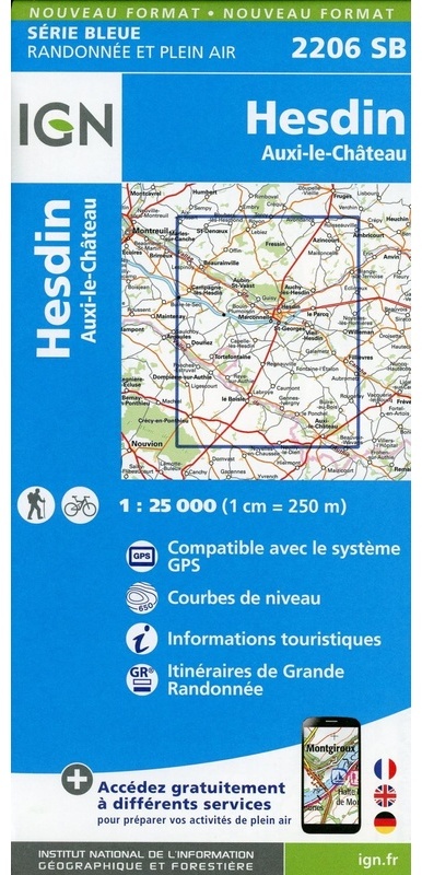 2206Sb Hesdin.Auxi-Le-Château, Karte (im Sinne von Landkarte)