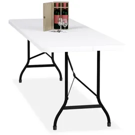 Relaxdays Gartentisch 220 x 75 cm Schwarz/Weiß