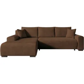 storez24 Eckcouch Cordstoff 3-Sitzer Braun