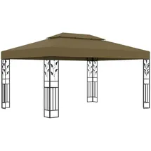 vidaXL Pavillon mit Doppeldach 3x4 m Taupe 180 g/m2