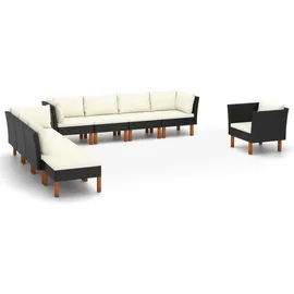 vidaXL Garten-Lounge-Set 9-tlg. schwarz