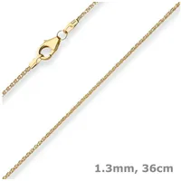 Schmuck Krone Goldkette 1,3mm Zopfkette aus 585 Gelbgold 36cm, Gold 585 goldfarben
