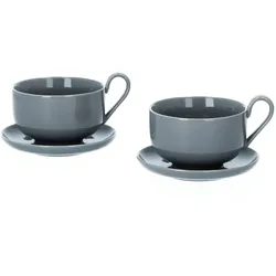 blomus RO 2 Teetassen mit Untertasse 230 ml Porzellan sharkskin