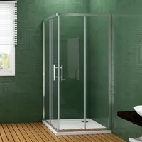 120x90x195cm Falttür eckdusche Duschkabinen Pendeltür Duschabtrennung Eckeinstieg Dusche 6mm NANO ESG glas Mit Duschtasse - Transparent/Silber