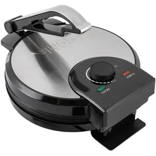 Roti Maker Tortilla Presse Taco Presse Tortilla Warmer Tortilla Maker für Pfannkuchen Pan Cakes Omeletts Palatschinken, Temperaturregelbarer Tortilla Maker (Schwarz & Silber)