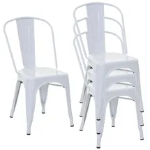 chefgastro Stapelstuhl Metall weiß 4er Set