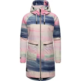 Ragwear Damen Wintermantel Warmer Parka mit Teddyfell wasserdicht und atmungsaktiv Holstic Print YOUMODO Ecru Gr. L - L