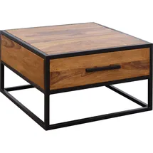 FineBuy Wohnzimmertisch Holz Massiv Sofatisch Tisch Schublade Braun