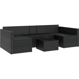 vidaXL 2-tlg. Garten-Lounge-Set mit Kissen Schwarz Poly Rattan