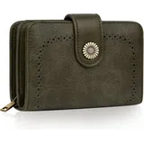 TEUEN Damen Geldbörse Vintage Dunkelgrün