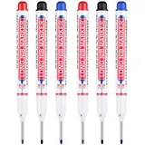 6pcs Tieflochmarker - 20 mm Bohrlochmarker - Langlochmarker,Lochmarkierer - Markierungsstift,Lochmarkierer - Spitze Tiefenlochmarker, Markierungsstift für Holz Kunststoff Karton Wand Baustelle