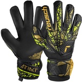 Reusch Attrakt Infinity Finger Support Torwarthandschuhe für Erwachsene optimal für Kunstrasen, 8, schwarz-Gold-gelb