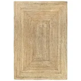 HAMID Jute Teppich, Alhambra Teppich Handgewebt 100% Naturfaser de Jute, Wohnzimmer, Schlafzimmer, Flurteppich, Farbe Natur (120x170cm)