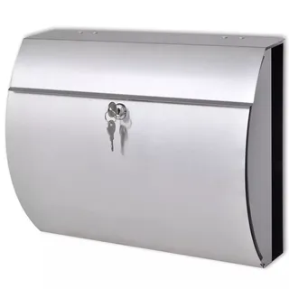 vidaXL Briefkasten Edelstahl 18/8 mit Zeitungsfach