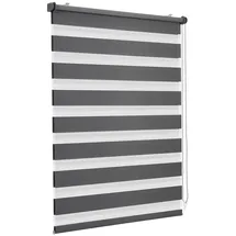 Sekey Doppelrollo Klemmfix ohne Bohren für Fenster, Duo Rollo Jalousie Sonnenschutz, 40x150cm, Dunkelgrau