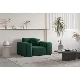 Fun Möbel Sessel CELES PREMIUM Stoff Opera Velvet 121 x 73 x 88 cm Grün mit Zierkissen