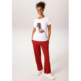 Aniston CASUAL T-Shirt in weiß-rot-schwarz-hellgrau-orange-gelb - Gr.: 38