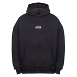 dropsize HEAVY OVERSIZE MIDDLE RUBBER PATCH HOODIE - schwarz, - S