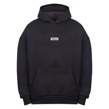 dropsize HEAVY OVERSIZE MIDDLE RUBBER PATCH HOODIE - schwarz, - S