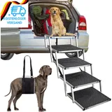 Hundetreppe Auto, Hunderampe Auto Klappbar, Haustiertreppe Mit Hundeliftgeschirr