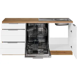 kochstation Winkelküche L-Form 240 cm weiß