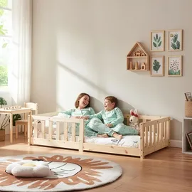 [en.casa] Kinderbett Tanna 80 x 160 cm Kiefer massiv natur beige