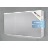 Intarbad Badezimmerspiegelschrank 3-türiger Spiegelschrank mit MULTI LED Beleuchtung, stufenlos dimmbar (Doppelspiegeltüren, Holz-/ Lackdekore, Maße von 90 bis 180 cm wählbar, Höhe 71,8 cm, Glasfachböden, Magnetleiste & Kosmetikspiegel Ø 12 cm) Vormontierte Lieferung, Floatglas, 160 kg Traglast, Made in Germany weiß 140 cm x 71,8 cm x 13,5 cm