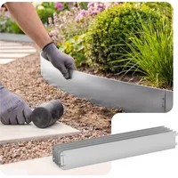 Vounot® 5er Set Verzinkt Metall Rasenkante Beeteinfassung 100×13 Cm, Silber