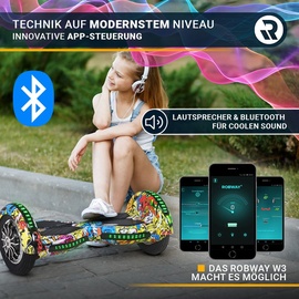 ROBWAY W3 Hoverboard für Erwachsene und Kinder, 10 Zoll Self-Balance-Scooter, Bluetooth, App, (Orange Graffiti)