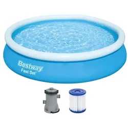 Bestway Fast Set Aufstellpool-Set mit Filterpumpe Ø 366 x 76 cm, blau,