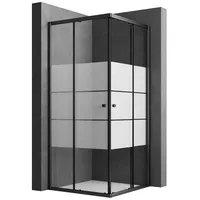Boromal Eckdusche 80x80 Duschkabine Schwarz 80x80x185cm Eckeinstieg Dusche Schiebetür, BxT: 80x80 cm, 5mm Sicherheitsglas, Milchglas, Klarglas, 16 Türrollen, Alurahmen, Aluprofile, Schnellfreigabefunktion, 80(78-80) x 80(78-80) x 185cm schwarz