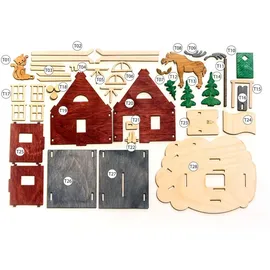 Hobaku HOLZ - BASTELN - KUHNERT Drechslerei Kuhnert - Bastelset Spardose Schwedenhaus - Hobaku (Holzbastelkunst) - 16 x 13 cm - das perfekte Sparerlebnis zum selber Basteln
