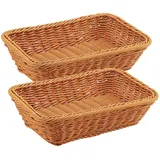 MUKCHAP 2 Stück Weidenkörbe, 30 x 20 x 10 cm, rechteckiger Rattankorb, Poly-Weidenkorb für Obst, Gemüse, Brot