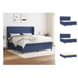 vidaXL Boxspringbett mit Matratze Blau 180x200 cm Stoff