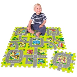 LittleTom Puzzlematte 9 Teile Puzzlematte Straße für Kinder Spielstraße, 30x30cm Puzzle Spielteppich bunt