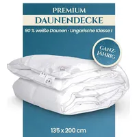 Aura® Luxus Ganzjahres Daunendecke 135x200 cm | Premium 90% weiße Daunen ungarische Klasse I | Oeko-TEX® Standard 100 | Allergikergeeignet Bettdecke für Frühling & Herbst