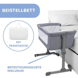 Chicco Next2Me Essential Neugeborenen Beistellbett, Nachhaltig, Kompatibel mit verschiedenen Betten, Höhenverstellbar, Neigbar, Gute Luftzirkulation, Matratze und Tasche enthalten, 0-6 Monate