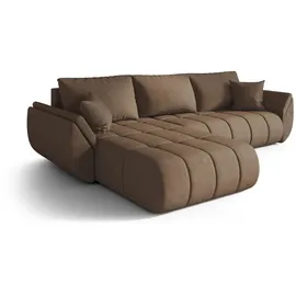 cornero Eckcouch 3-Sitzer Textil L-Form Braun