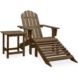 SYFAXTM Adirondack-Gartenstuhl mit Fußstütze & Tisch Tannenholz Braun - Braun